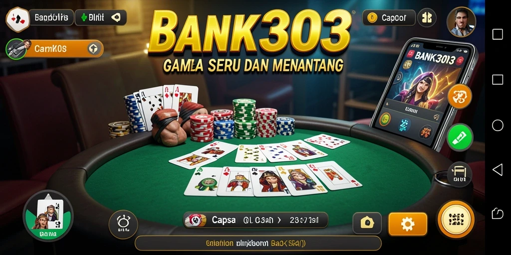 Tampilan screenshot BANK303 menampilkan grafis dinamis dan antarmuka interaktif.