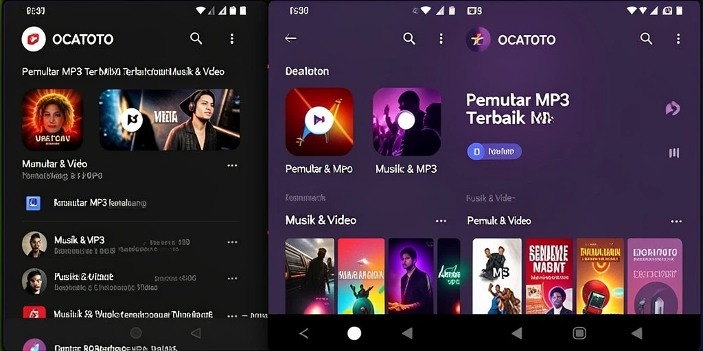 Antarmuka OCATOTO yang menarik dan fungsional untuk Pemutar MP3.