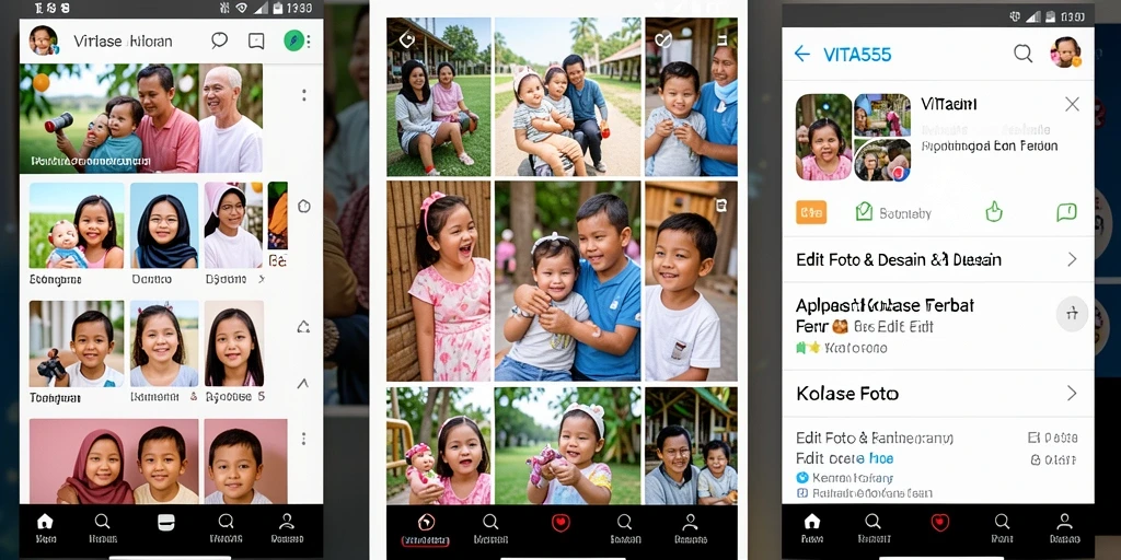 Antarmuka VITA555 yang menarik untuk membuat kolase foto.