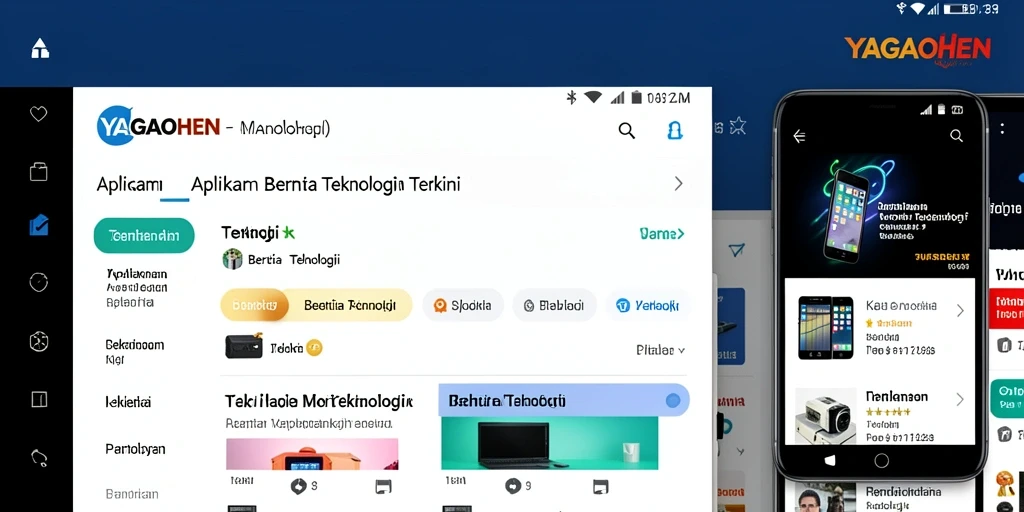 Tampilan antarmuka YAGAOHEN menunjukkan berita teknologi terkini.